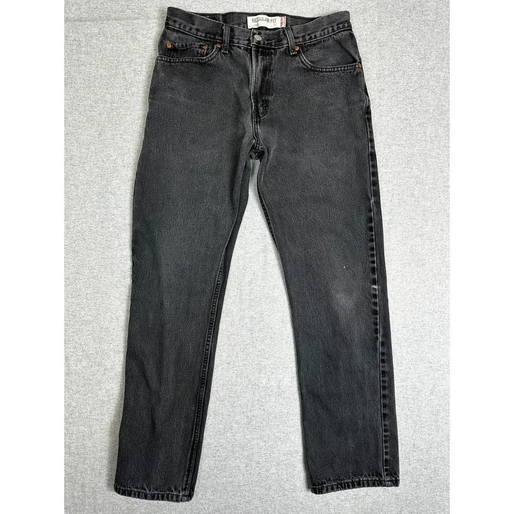 Vintage Levis 505 Jeans Mens 32x32 (fits 31x30) Faded Black Straight‎ Leg Denim